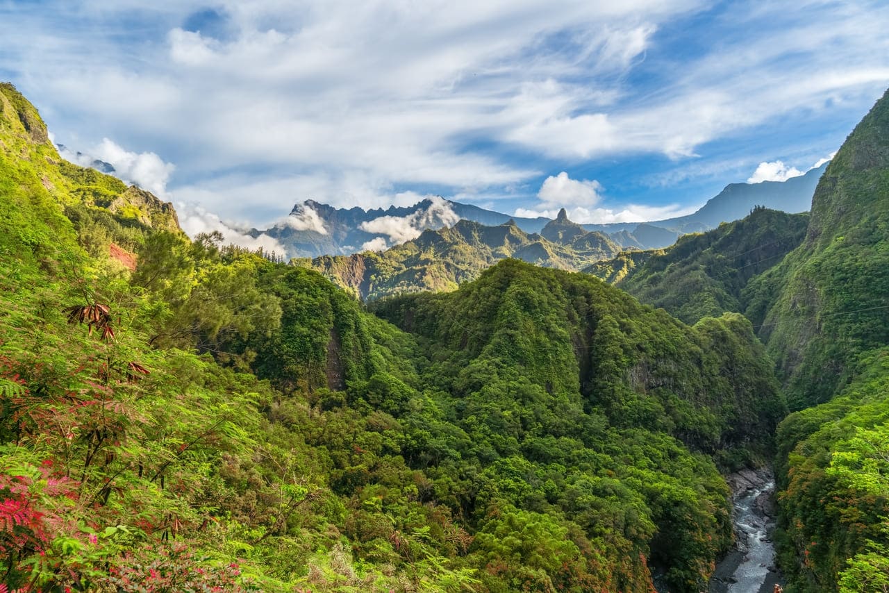 Beautiful natural landscape of reunion island, one of the vanilla islands