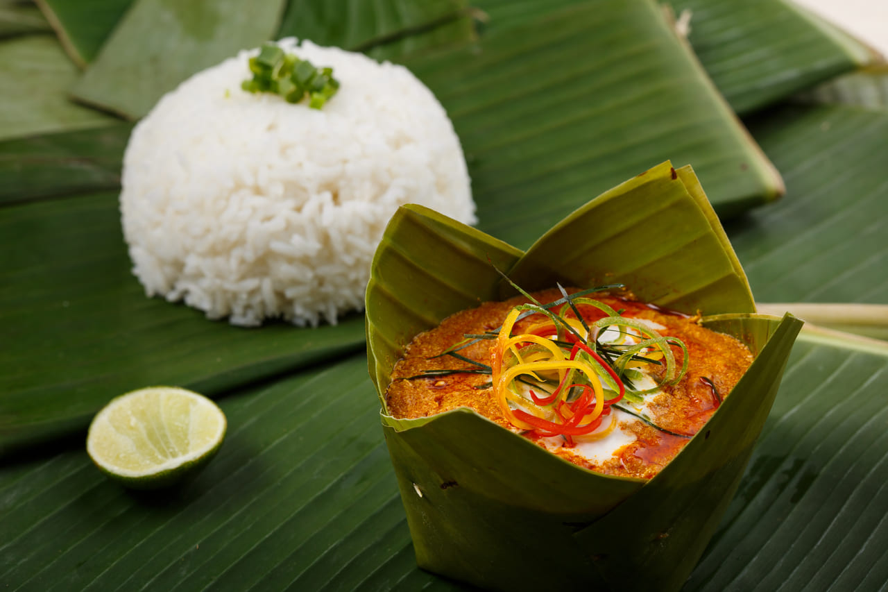 fish amok is a popular south east asia food from cambodia