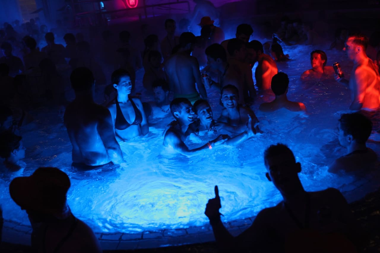 night party at Széchenyi thermal spa, budapest
