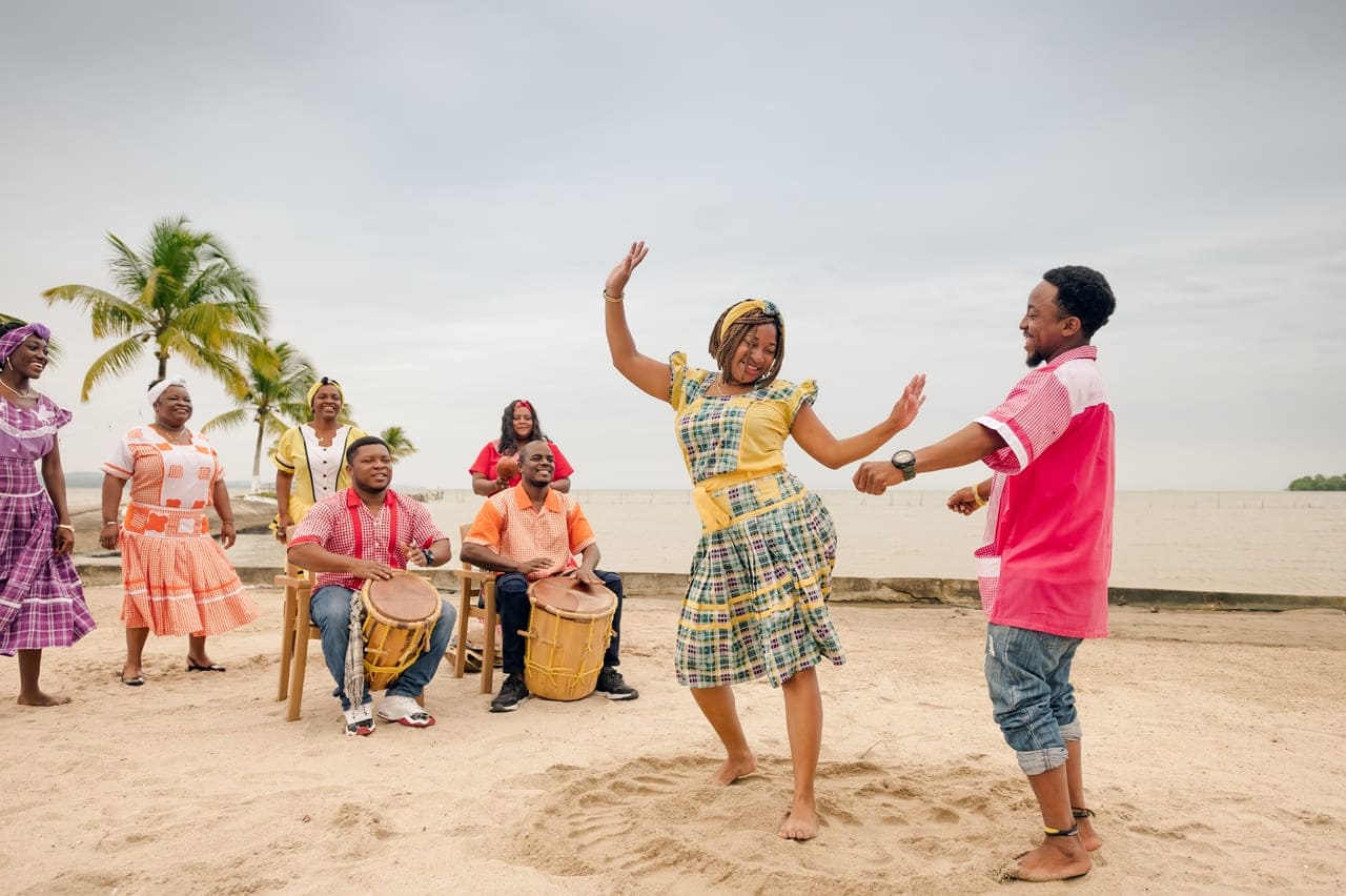 Jamaica dance on the Caribbean beach for theme destination wedding