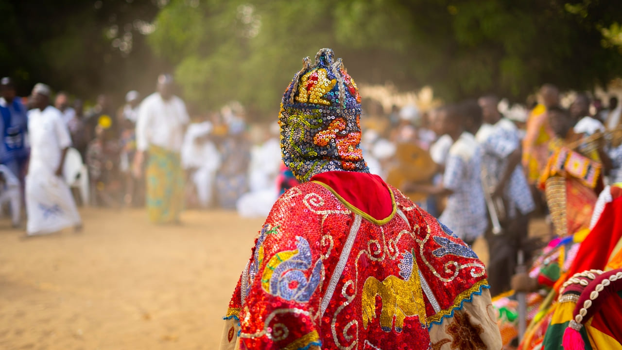 Egungun Masquerades during the traditional -African festival