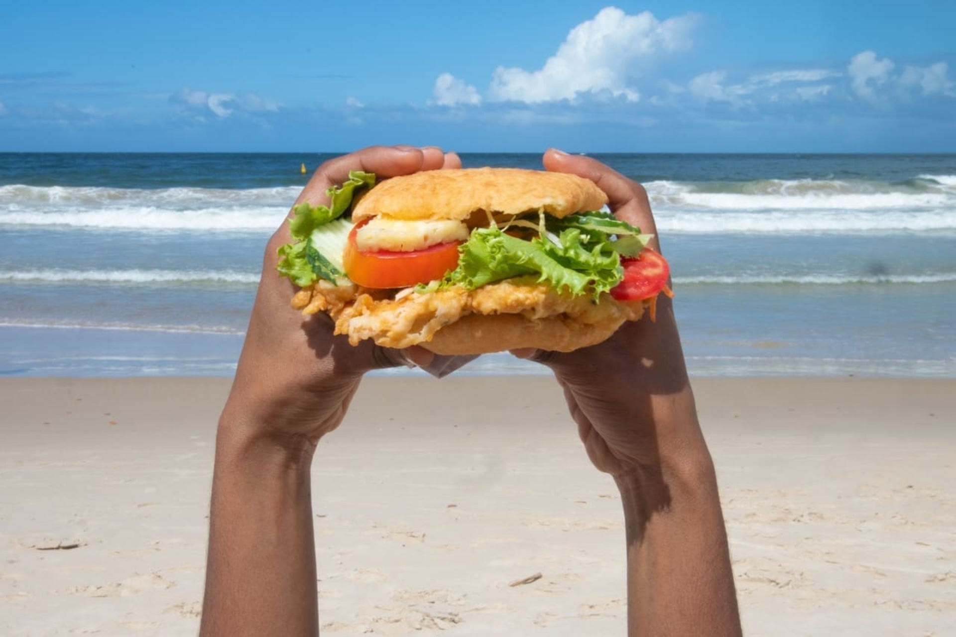 caribbean food on hand hold