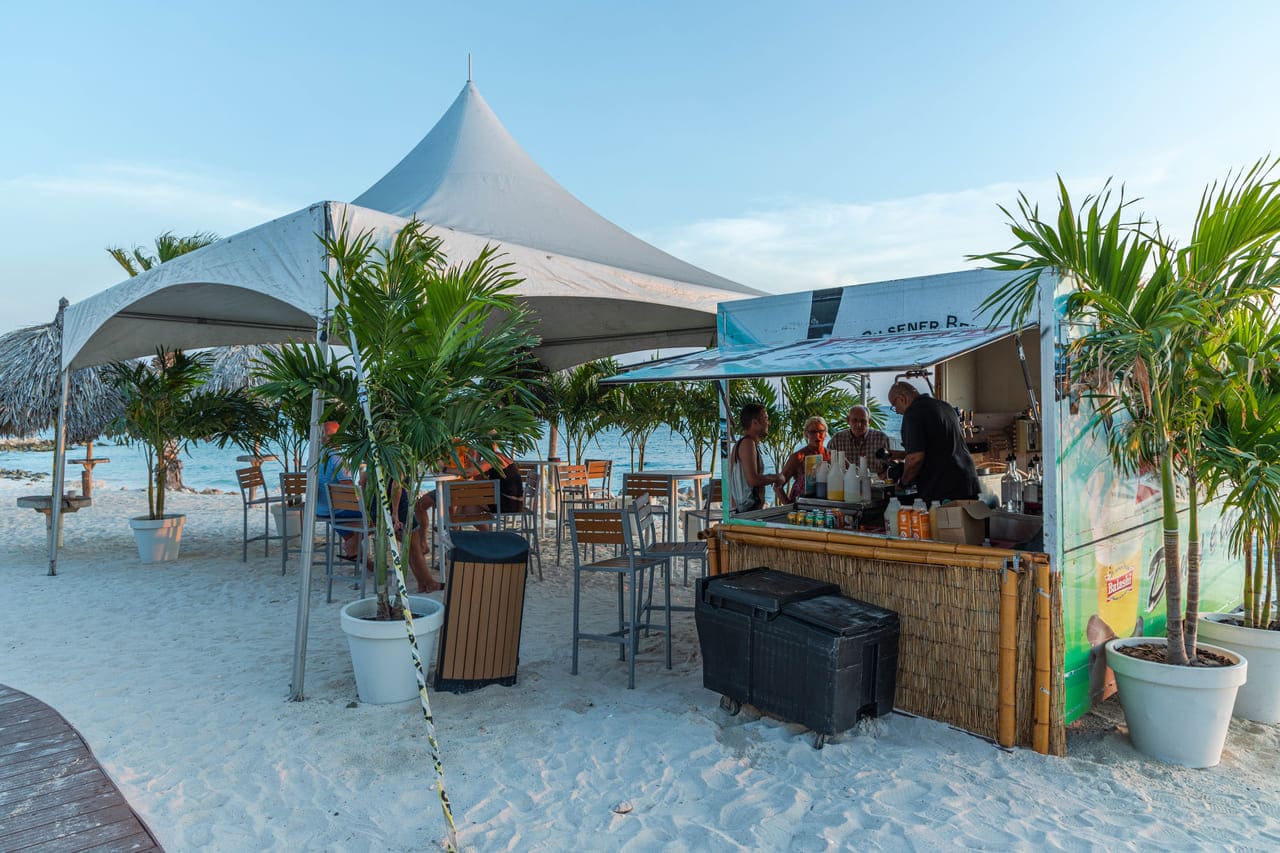 caribbean food served on the on the beach in aruba