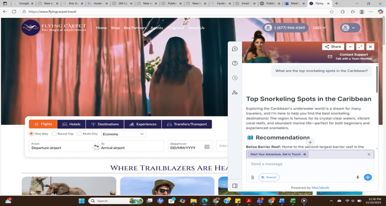 AI travel assistant on FlyingCarpet.travel